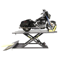 LiftAxis Moto-1000 1,000 lb. Pneumatic Motorcycle Table Lift with Harley-Davidson Cruiser