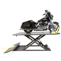 LiftAxis Moto-1000 Pneumatic Table Lift - Table Surface, Ramp & Front Wheel Vise